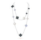 [Plus&Max]CLOVER 16 MOTIF CHALCEDONY MOP SILVER NECKLACE