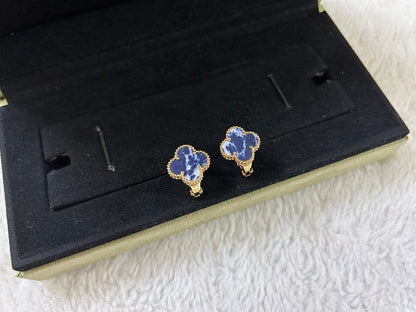 [Max Jewelry ]CLOVER PIETERSITE MEDIUM STUD EARRINGS