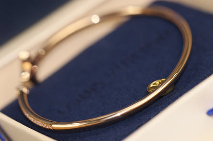 [Max Jewelry ]IDYLLE PINK GOLD OPEN BRACELET DIAMOND PAVED