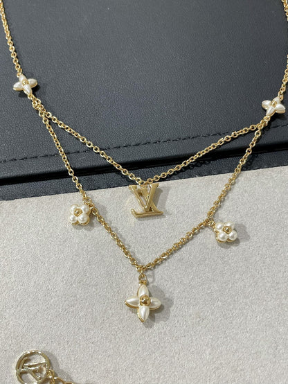 [Max Jewelry ]FLOWERGRAM GOLD MOP DOUBLE ROW NECKLACE