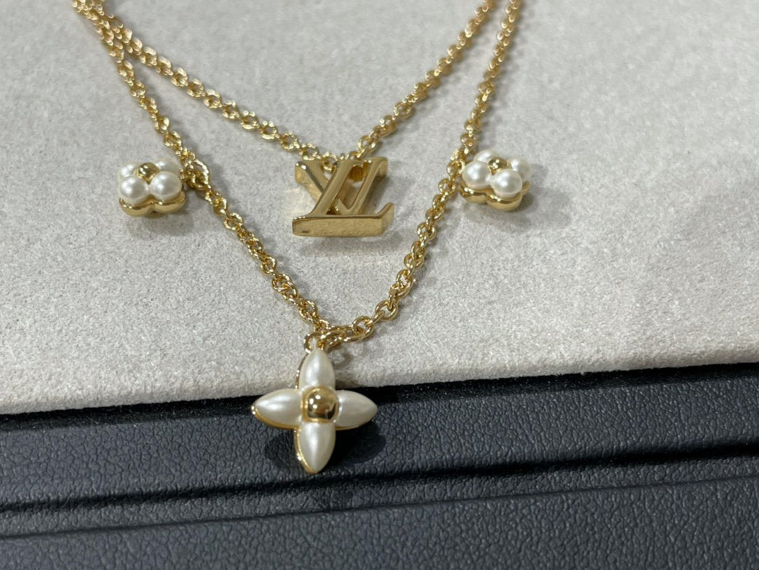 [Max Jewelry ]FLOWERGRAM GOLD MOP DOUBLE ROW NECKLACE