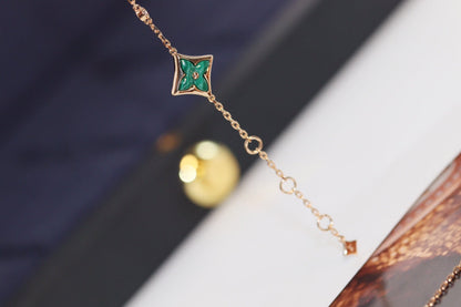 [Max Jewelry ]STAR AND SUN 4 MOTIF PINK GOLD MALACHITE BRACELET