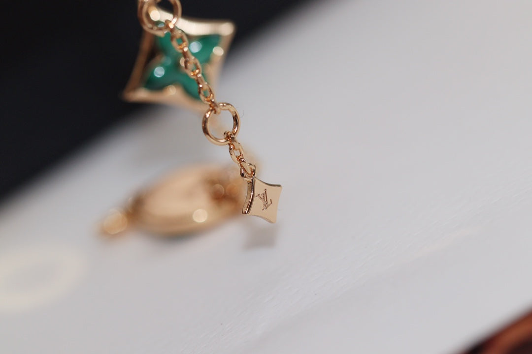 [Max Jewelry ]STAR AND SUN 4 MOTIF PINK GOLD MALACHITE BRACELET