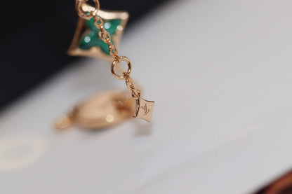 [Max Jewelry ]STAR AND SUN 4 MOTIF PINK GOLD MALACHITE BRACELET