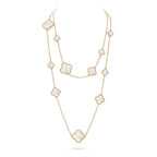 [Plus&Max]CLOVER 16 MOTIF WHITE MOP GOLD NECKLACE