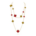 [Plus&Max]CLOVER 16 MOTIF CARNELIAN TIGER EYE ROSE GOLD NECKLACE