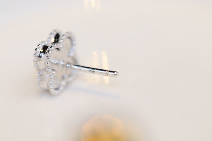[Max Jewelry ]CLOVER MINI TURQUOISE SILVER STUD EARRINGS