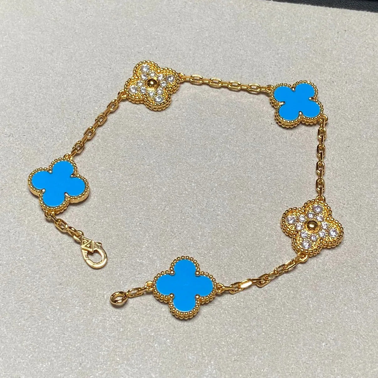 [Max Jewelry ] CLOVER 5 MOTIF BLUE AGATE BRACELET COLLECTION