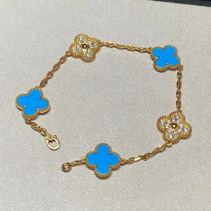 [Max Jewelry ] CLOVER 5 MOTIF BLUE AGATE BRACELET COLLECTION