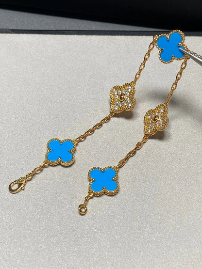 [Max Jewelry ] CLOVER 5 MOTIF BLUE AGATE BRACELET COLLECTION