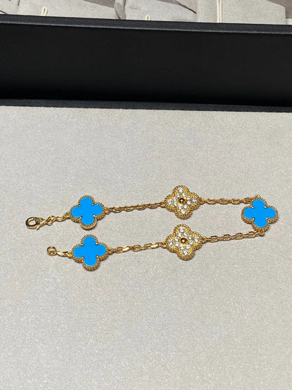 [Max Jewelry ] CLOVER 5 MOTIF BLUE AGATE BRACELET COLLECTION