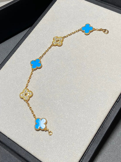 [Max Jewelry ] CLOVER 5 MOTIF BLUE AGATE BRACELET COLLECTION