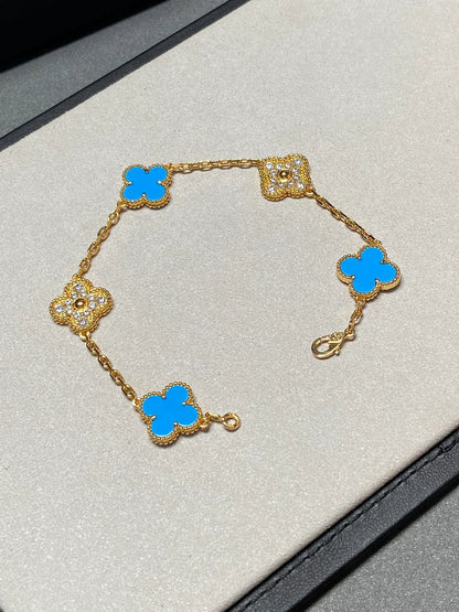 [Max Jewelry ] CLOVER 5 MOTIF BLUE AGATE BRACELET COLLECTION