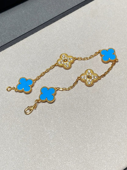 [Max Jewelry ] CLOVER 5 MOTIF BLUE AGATE BRACELET COLLECTION