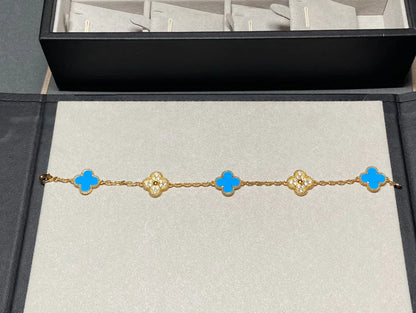 [Max Jewelry ] CLOVER 5 MOTIF BLUE AGATE BRACELET COLLECTION