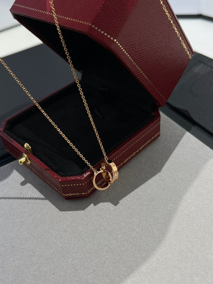 [Max Jewelry ]LOVE NECKLACE DOUBLE RING PINK GOLD
