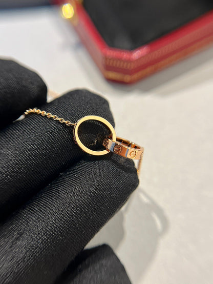 [Max Jewelry ]LOVE NECKLACE DOUBLE RING PINK GOLD