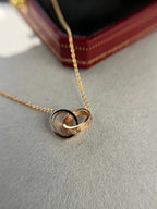 [Plus&Max]LOVE NECKLACE DOUBLE RING PINK GOLD