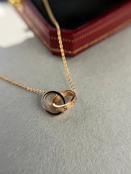 [Max Jewelry ]LOVE NECKLACE DOUBLE RING PINK GOLD