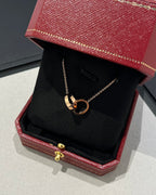 [Plus&Max]LOVE NECKLACE DOUBLE RING PINK GOLD