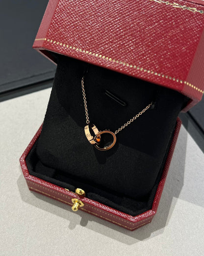 [Max Jewelry ]LOVE NECKLACE DOUBLE RING PINK GOLD