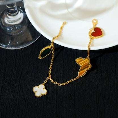 [Max Jewelry ]LUCKY SPRING 5 MOTIF GOLD BRACELET