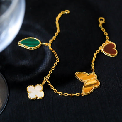 [Max Jewelry ]LUCKY SPRING 5 MOTIF GOLD BRACELET