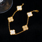 [Plus&Max]LUCKY CLOVER 5-MOTIF BRACELET - WHITE MOTHER-OF-PEARL COLLECTION