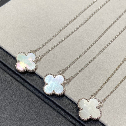 [Max Jewelry ]CLOVER MEDIUM SILVER WHITE MOP NECKLACE
