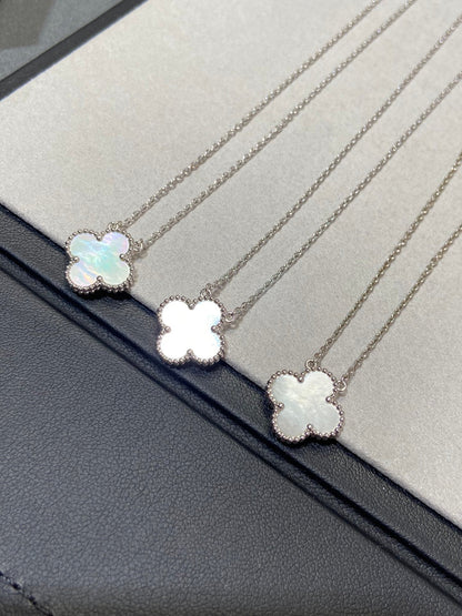 [Max Jewelry ]CLOVER MEDIUM SILVER WHITE MOP NECKLACE
