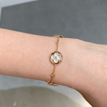 [Max Jewelry ]STAR AND SUN 4 MOTIF WHITE MOP PINK GOLD BRACELET
