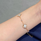 [Plus&Max]STAR AND SUN 4 MOTIF WHITE MOP PINK GOLD BRACELET
