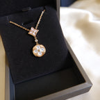 [Plus&Max]STAR AND SUN WHITE MOP 2 MOTIF PINK GOLD NECKLACE