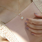 [Plus&Max]STAR AND SUN WHITE MOP 2 MOTIF PINK GOLD NECKLACE