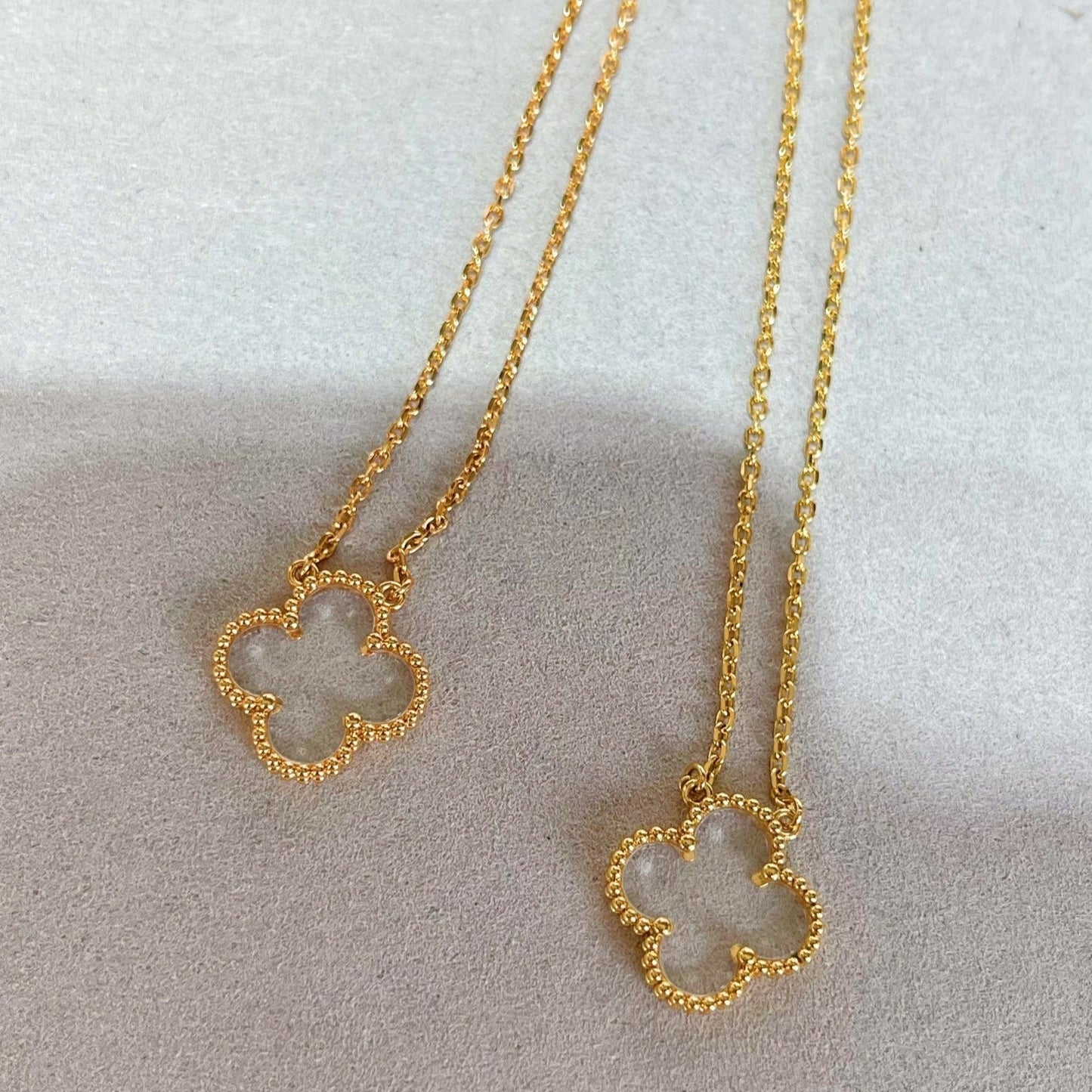 [Max Jewelry ]CLOVER ROCK CRYSTAL ROSE GOLD NECKLACE