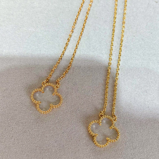 [Max Jewelry ]CLOVER ROCK CRYSTAL ROSE GOLD NECKLACE