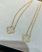 [Plus&Max]CLOVER ROCK CRYSTAL ROSE GOLD NECKLACE