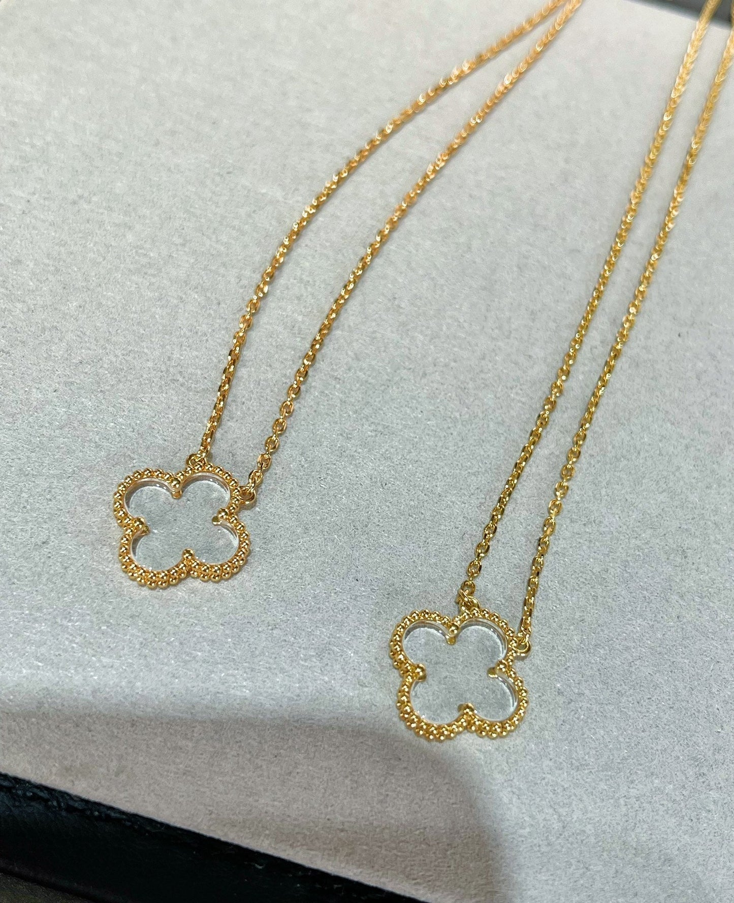 [Max Jewelry ]CLOVER ROCK CRYSTAL ROSE GOLD NECKLACE