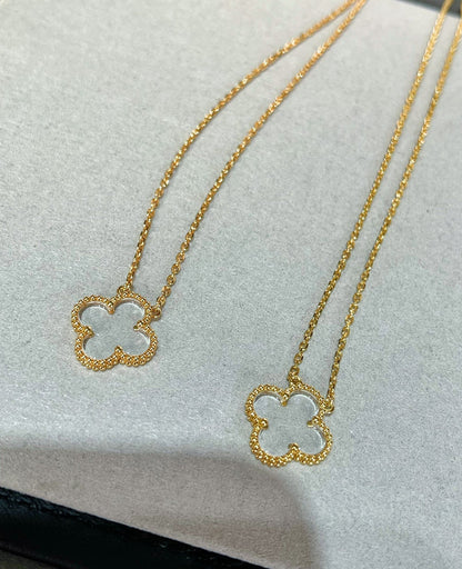 [Max Jewelry ]CLOVER ROCK CRYSTAL ROSE GOLD NECKLACE