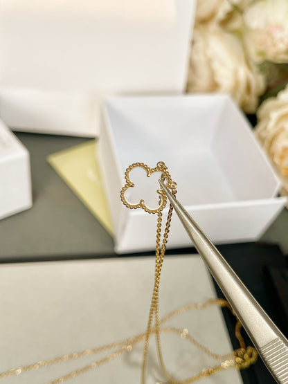 [Max Jewelry ]CLOVER ROCK CRYSTAL ROSE GOLD NECKLACE