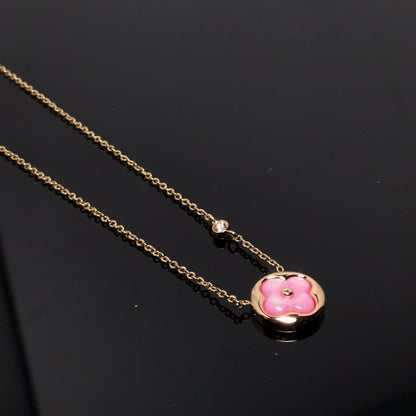 [Max Jewelry ]COLOR BLOSSOM PINK MOP SUN GOLD NECKLACE