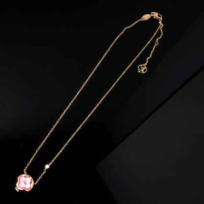 [Max Jewelry ]COLOR BLOSSOM PINK MOP SUN GOLD NECKLACE