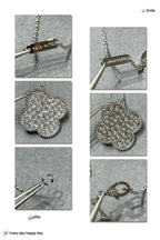 [Plus&Max]CLOVER 25MM LARGE PENDANT DIAMOND PAVED SILVER NECKLACE