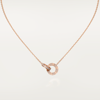 [Plus&Max]LOVE 7.6MM NECKLACE ROSE GOLD AND SILVER  FULL DIAMOND
