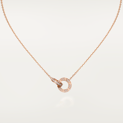 [Plus&Max]LOVE 7.6MM NECKLACE ROSE GOLD AND SILVER  FULL DIAMOND