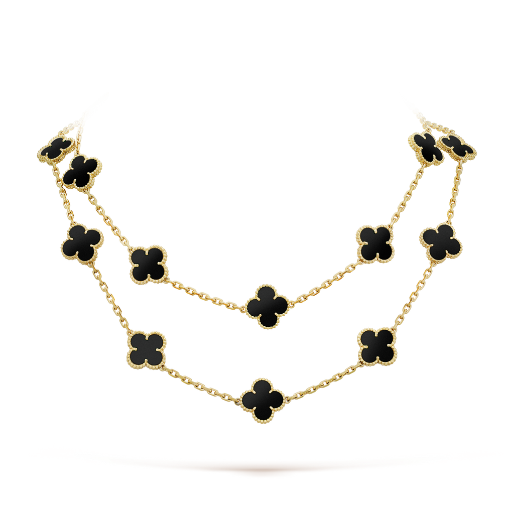 [Plus&Max]CLOVER 20 MOTIFS ONYX NECKLACE
