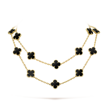 [Max Jewelry ]CLOVER 20 MOTIFS ONYX NECKLACE
