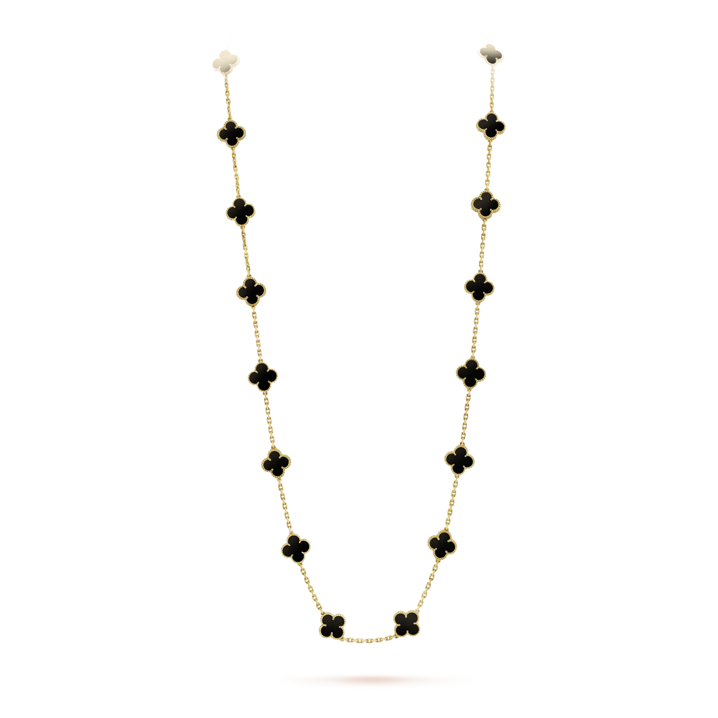 [Max Jewelry ]CLOVER 20 MOTIFS ONYX NECKLACE