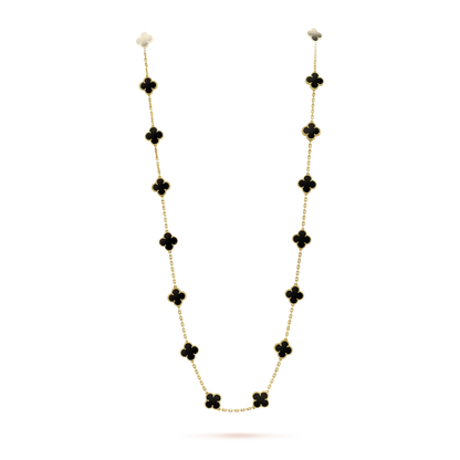 [Max Jewelry ]CLOVER 20 MOTIFS ONYX NECKLACE
