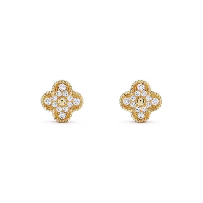 [Plus&Max]CLOVER MEDIUM 1 MOTIFS FUll DIAMOND EARRINGS